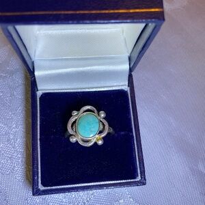 Vintage sterling silver and turquoise hand made ring